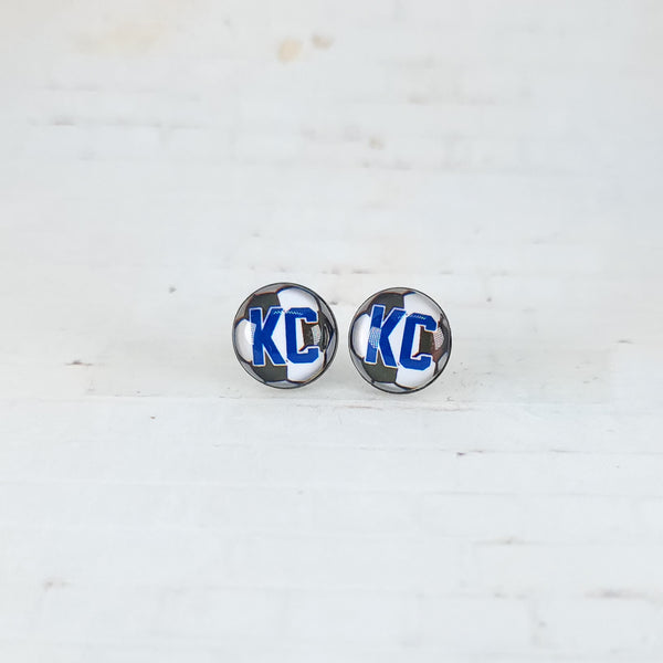 Sporting KC Soccer Earrings | 12mm Studs | Sport Earrings