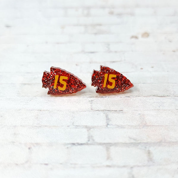 KC Chiefs Arrowhead Earrings | Acrylic Studs