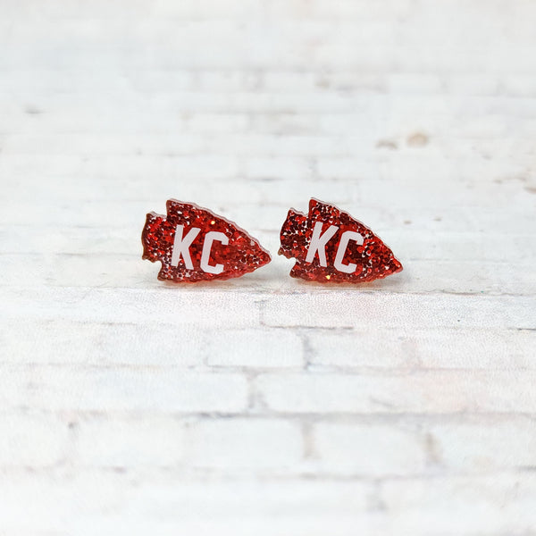 KC Chiefs Arrowhead Earrings | Acrylic Studs