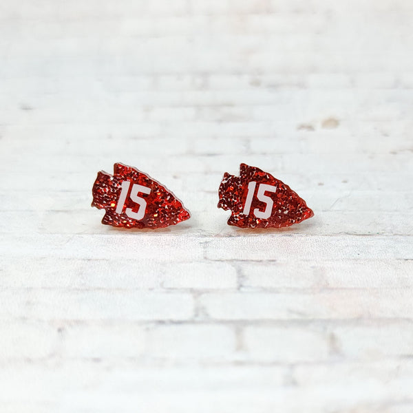 KC Chiefs Arrowhead Earrings | Acrylic Studs