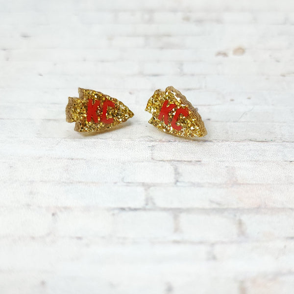 KC Chiefs Arrowhead Earrings | Acrylic Studs