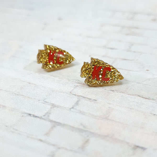 KC Chiefs Arrowhead Earrings | Acrylic Studs