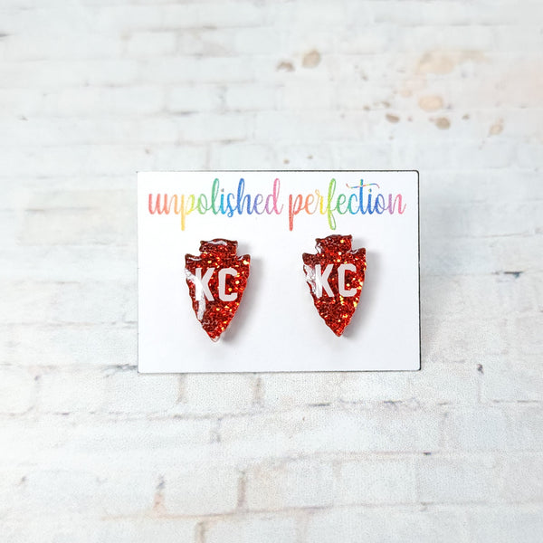 KC Chiefs Arrowhead Earrings | Acrylic Studs