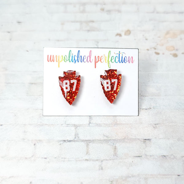 KC Chiefs Arrowhead Earrings | Acrylic Studs
