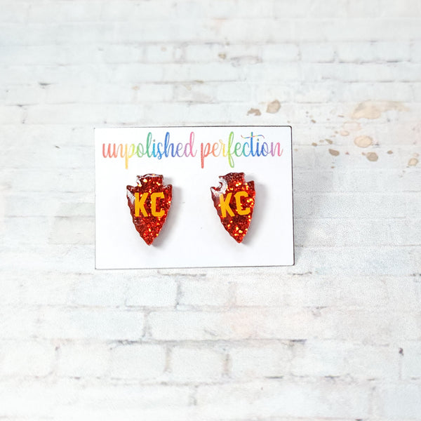 KC Chiefs Arrowhead Earrings | Acrylic Studs