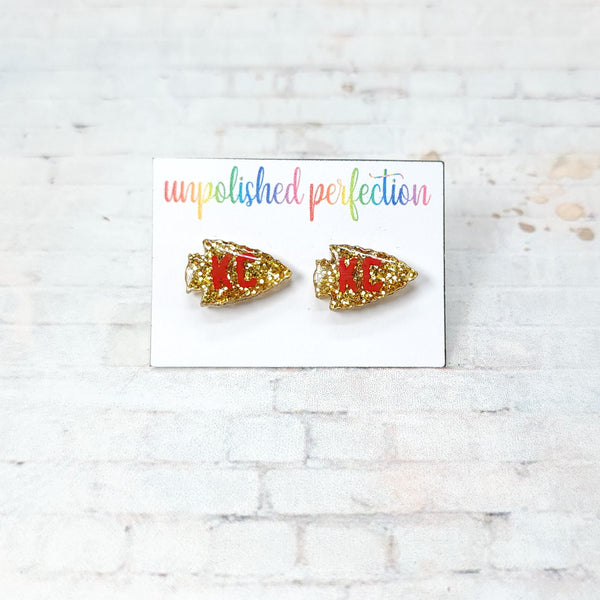 KC Chiefs Arrowhead Earrings | Acrylic Studs