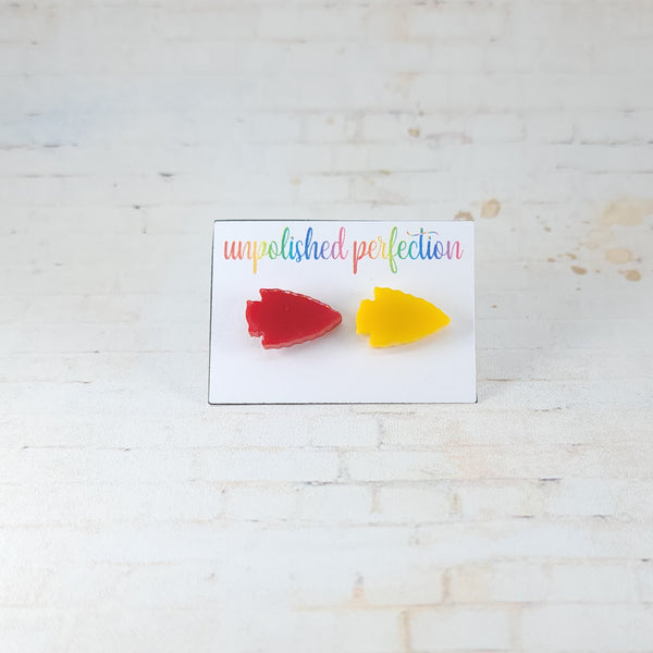 KC Chiefs Arrowhead Earrings | Acrylic Studs