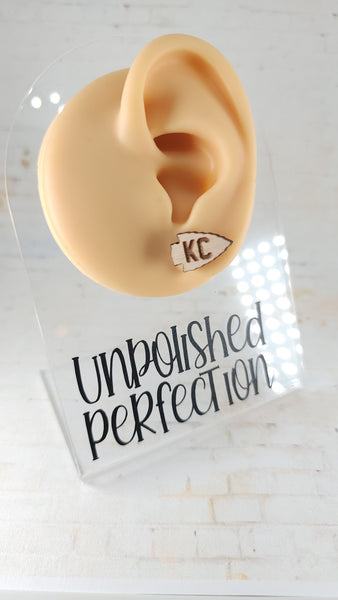KC Chiefs Arrowhead Earrings | Wooden Studs