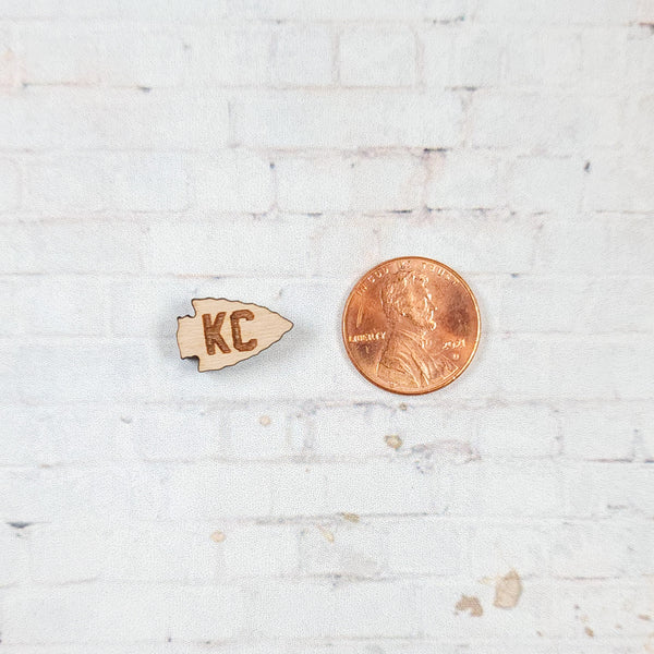KC Chiefs Arrowhead Earrings | Wooden Studs