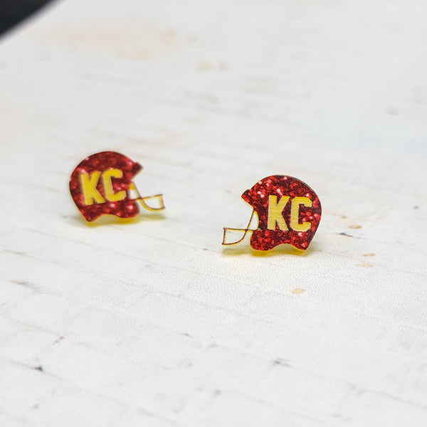 KC Helmet Earrings | Acrylic Earrings | Chiefs Earrings