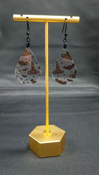 Witches & Bat Teardrop Earrings | Acrylic Earrings