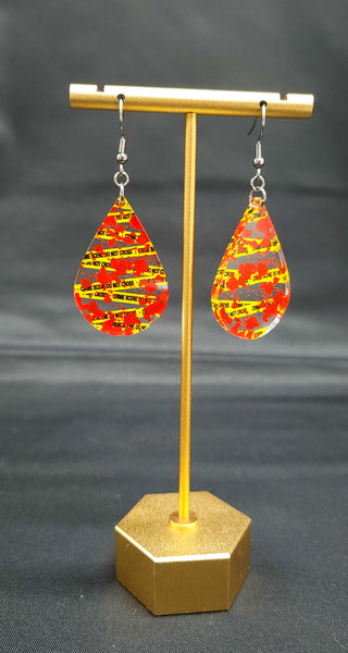 Crime Scene Teardrop Earrings | Acrylic Earrings