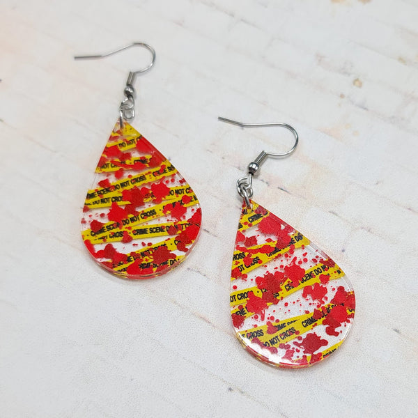 Crime Scene Teardrop Earrings | Acrylic Earrings