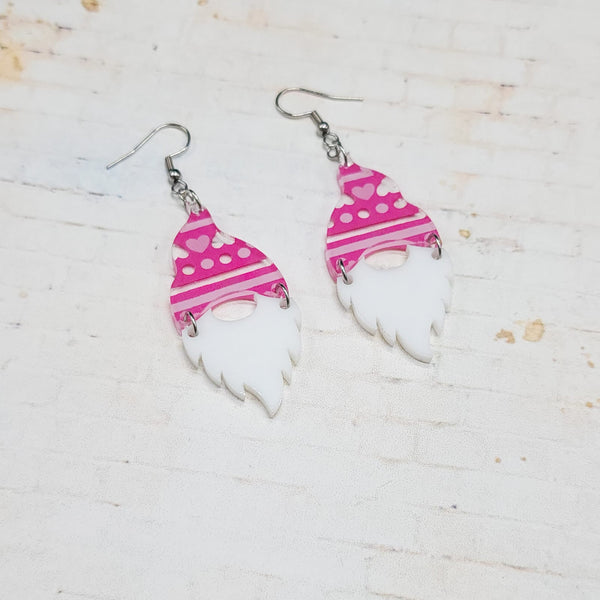 Gnome Acrylic Earrings | Valentine's Day Dangle Earrings