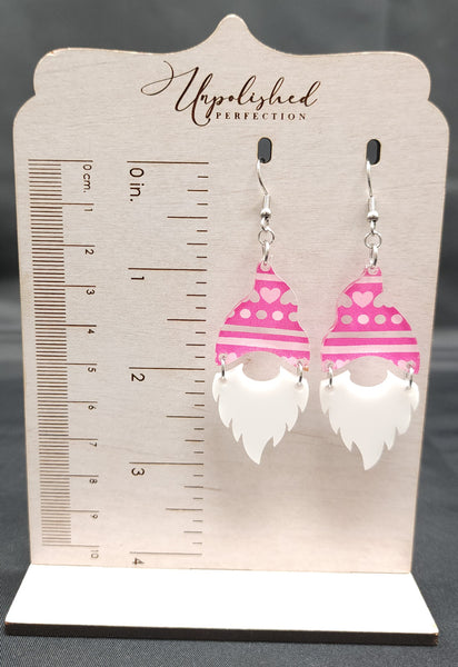 Gnome Acrylic Earrings | Valentine's Day Dangle Earrings