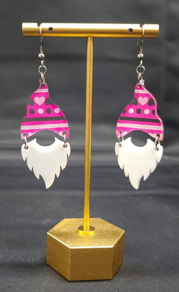 Gnome Acrylic Earrings | Valentine's Day Dangle Earrings