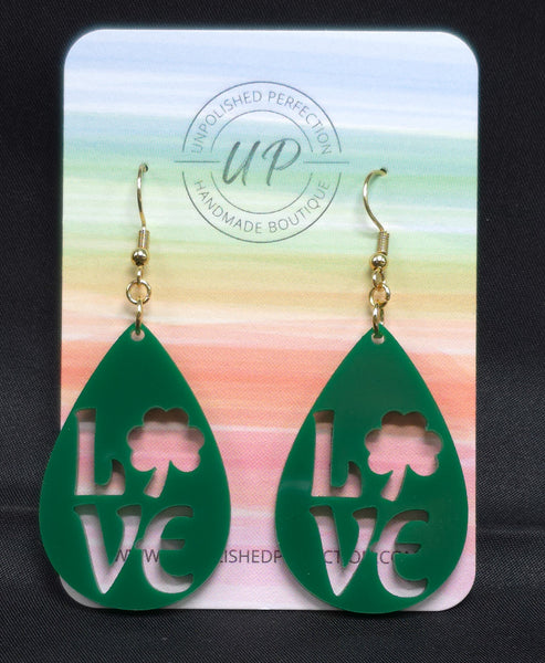 Love Earrings | St. Patrick's Day | Acrylic Earrings