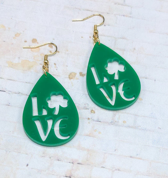 Love Earrings | St. Patrick's Day | Acrylic Earrings