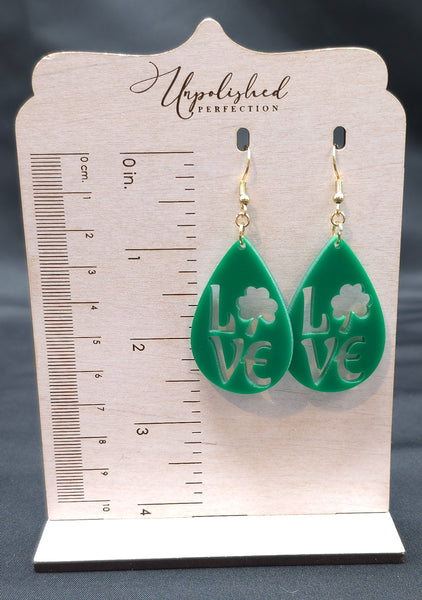 Love Earrings | St. Patrick's Day | Acrylic Earrings
