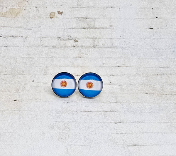 Argentina Flag Earrings | 12mm Studs | Country Flags