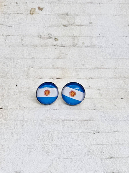 Argentina Flag Earrings | 12mm Studs | Country Flags