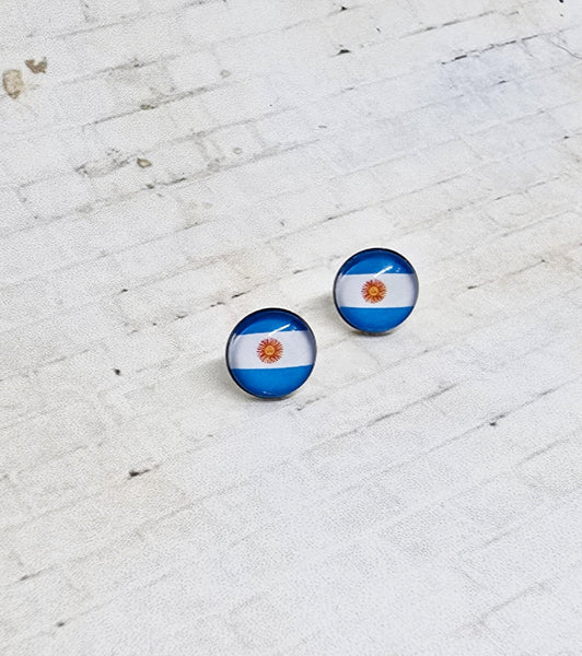 Argentina Flag Earrings | 12mm Studs | Country Flags