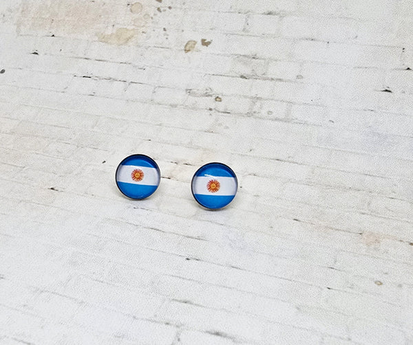 Argentina Flag Earrings | 12mm Studs | Country Flags