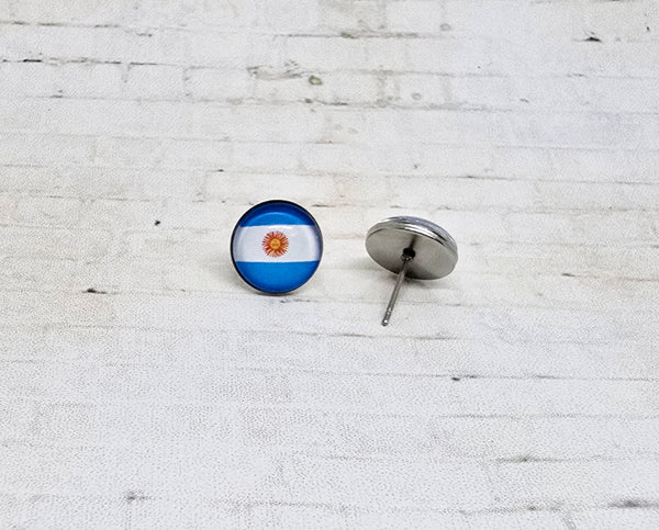 Argentina Flag Earrings | 12mm Studs | Country Flags