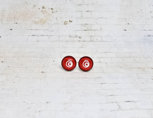 Tunisia Flag Earrings | 12mm Studs | Country Flags