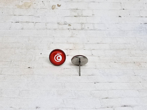 Tunisia Flag Earrings | 12mm Studs | Country Flags