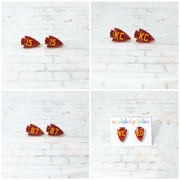KC Chiefs Arrowhead Earrings | Acrylic Studs