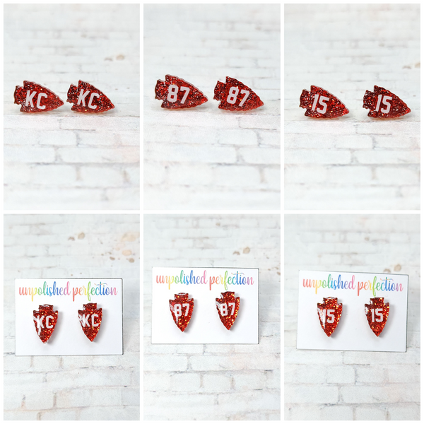 KC Chiefs Arrowhead Earrings | Acrylic Studs