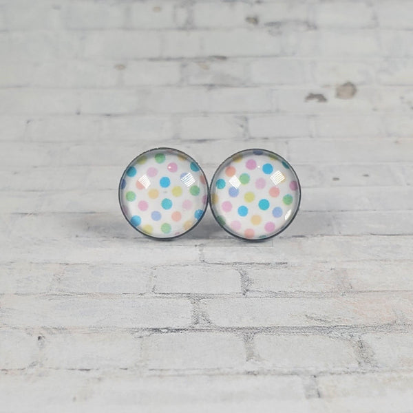 Polka Dot Easter Earrings | 12mm Studs | Easter Stud Earrings