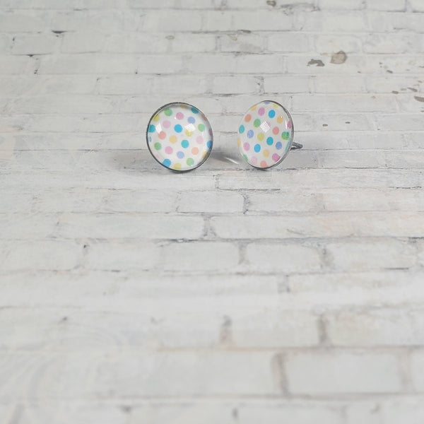 Polka Dot Easter Earrings | 12mm Studs | Easter Stud Earrings