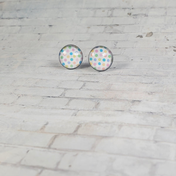 Polka Dot Easter Earrings | 12mm Studs | Easter Stud Earrings