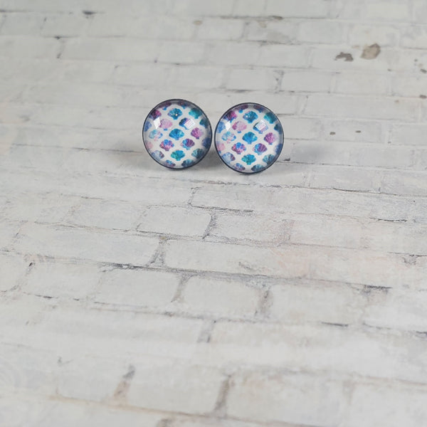 Mermaid Pattern Earrings | 12mm Studs