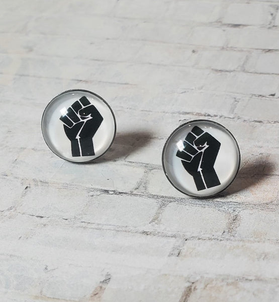 BLM Fist Earrings | 12mm Studs | Black Lives Matter