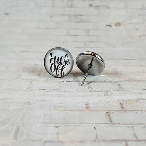 "Fuck Off" Earrings | 12mm Studs | Word Earrings
