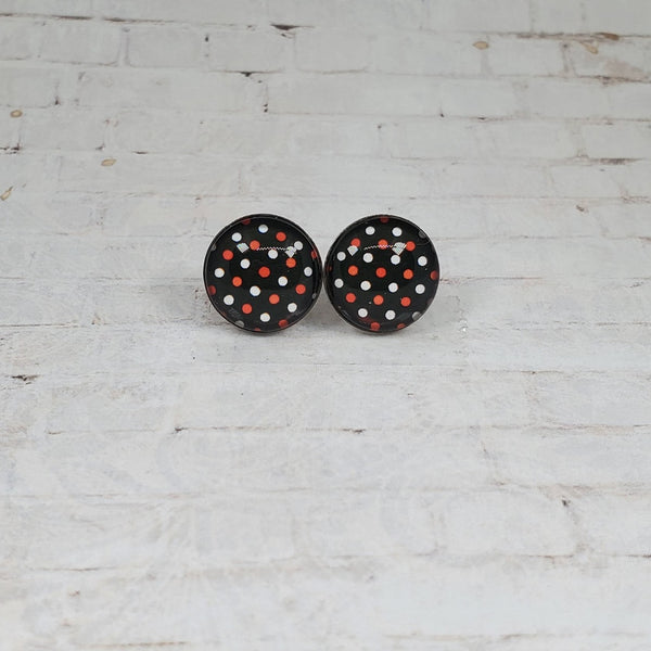 Halloween Polka Dot Earrings | 12mm Studs | Halloween Earrings