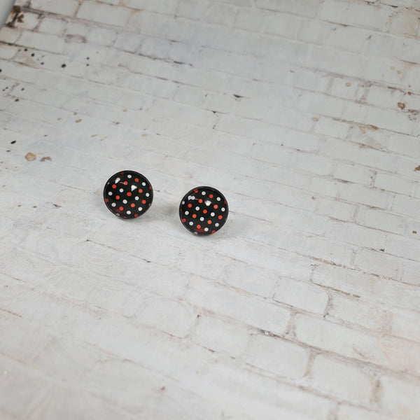 Halloween Polka Dot Earrings | 12mm Studs | Halloween Earrings