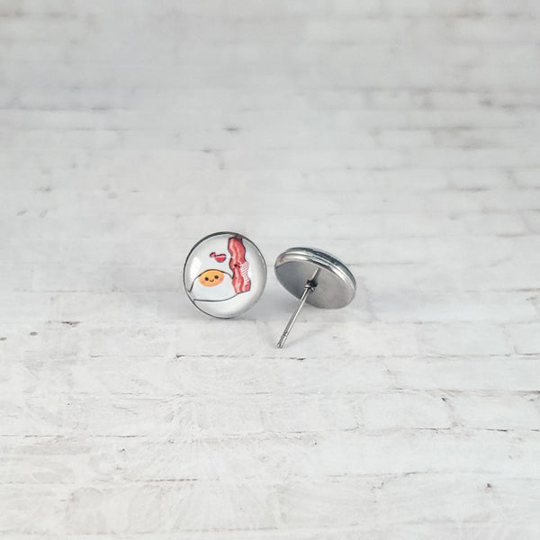 Bacon & Eggs Earrings | 12mm Studs | Food Earrings