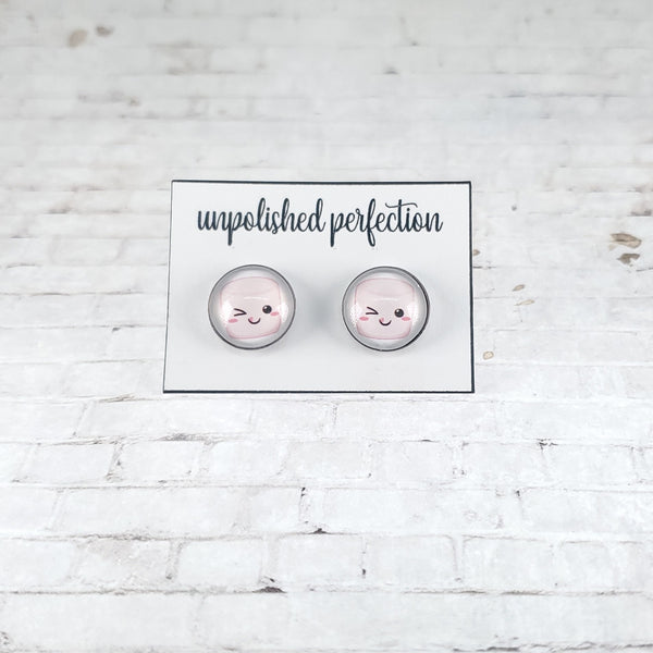 Pink Marshmallow Earrings | 12mm Studs | Kawaii Earrings