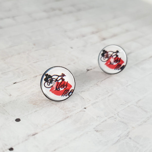 Kiss Me Earrings | 12mm Studs | Valentine's Day Stud Earrings