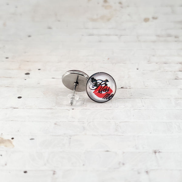 Kiss Me Earrings | 12mm Studs | Valentine's Day Stud Earrings