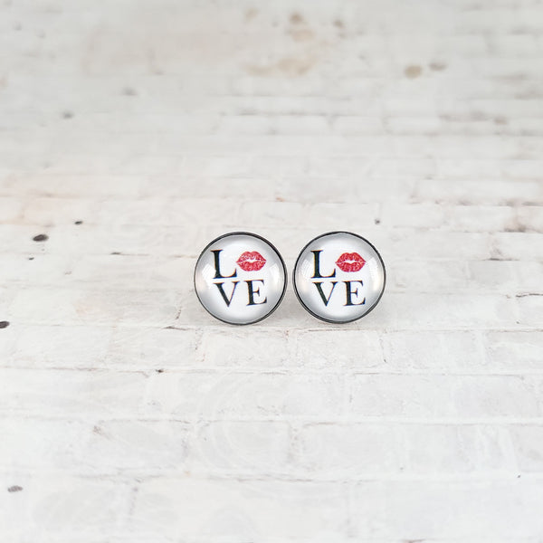 Love Lip Earrings | 12mm Studs | Valentine's Day Stud Earrings