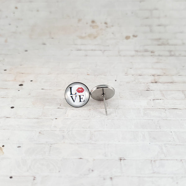 Love Lip Earrings | 12mm Studs | Valentine's Day Stud Earrings