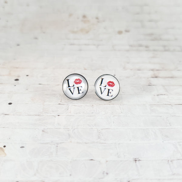 Love Lip Earrings | 12mm Studs | Valentine's Day Stud Earrings