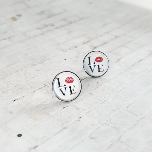 Love Lip Earrings | 12mm Studs | Valentine's Day Stud Earrings