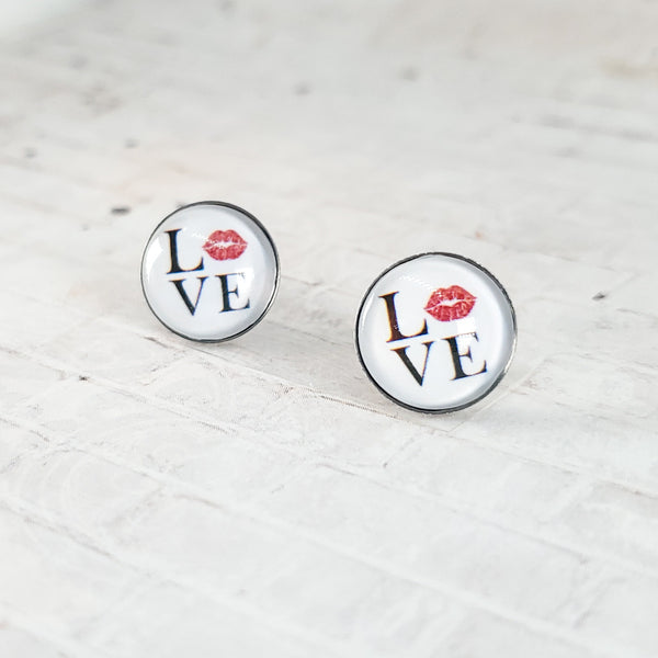 Love Lip Earrings | 12mm Studs | Valentine's Day Stud Earrings