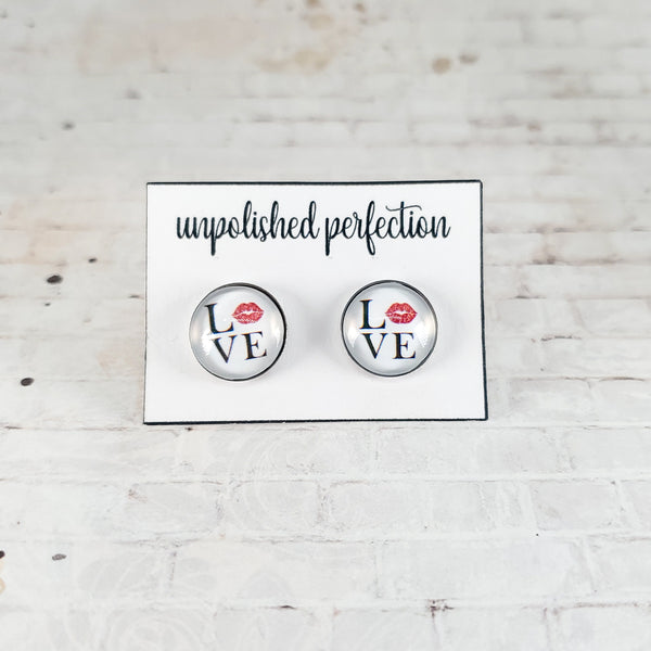 Love Lip Earrings | 12mm Studs | Valentine's Day Stud Earrings
